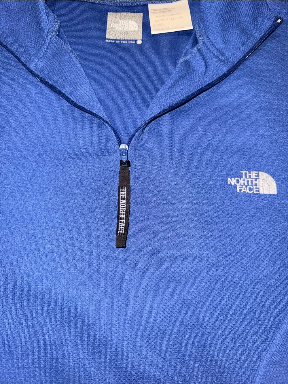 The North Face M Blue 1/4-Zip Lightweight Base Layer Pullover Thin Polartec